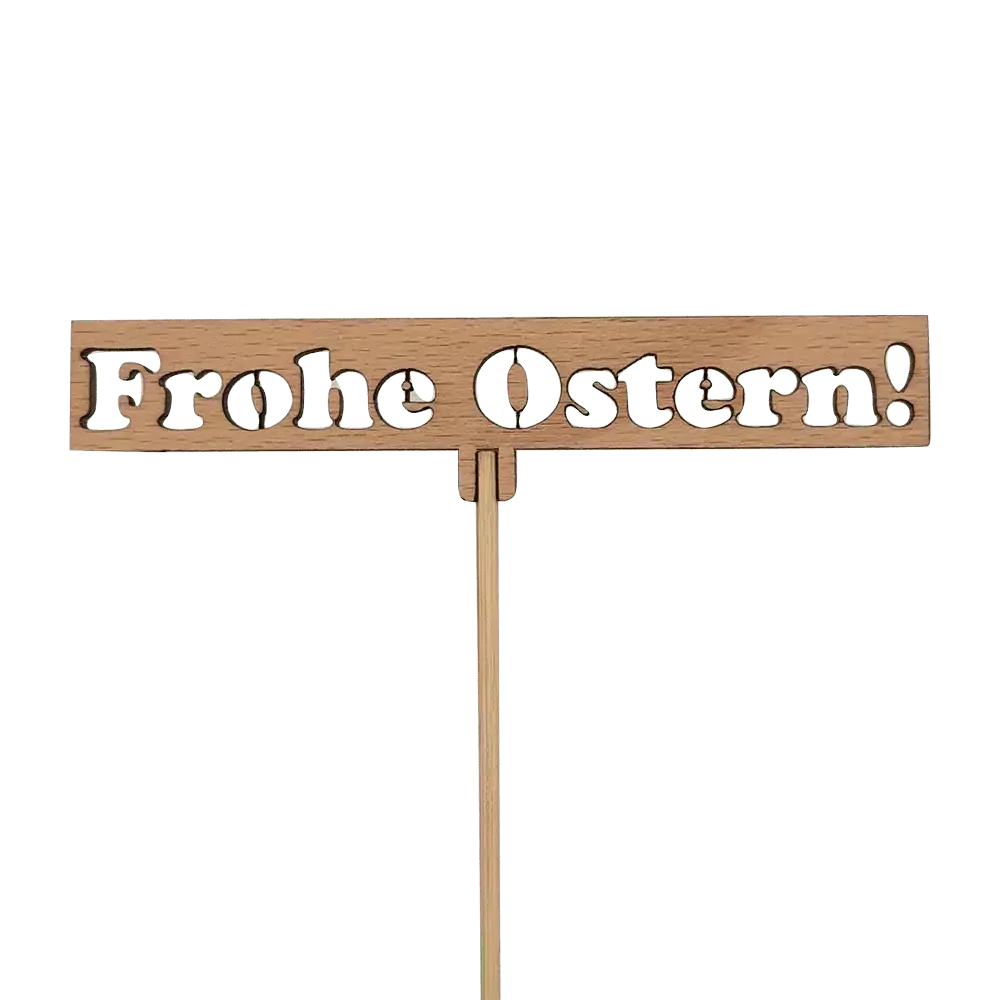 Frohe Ostern umrandet am Stiel