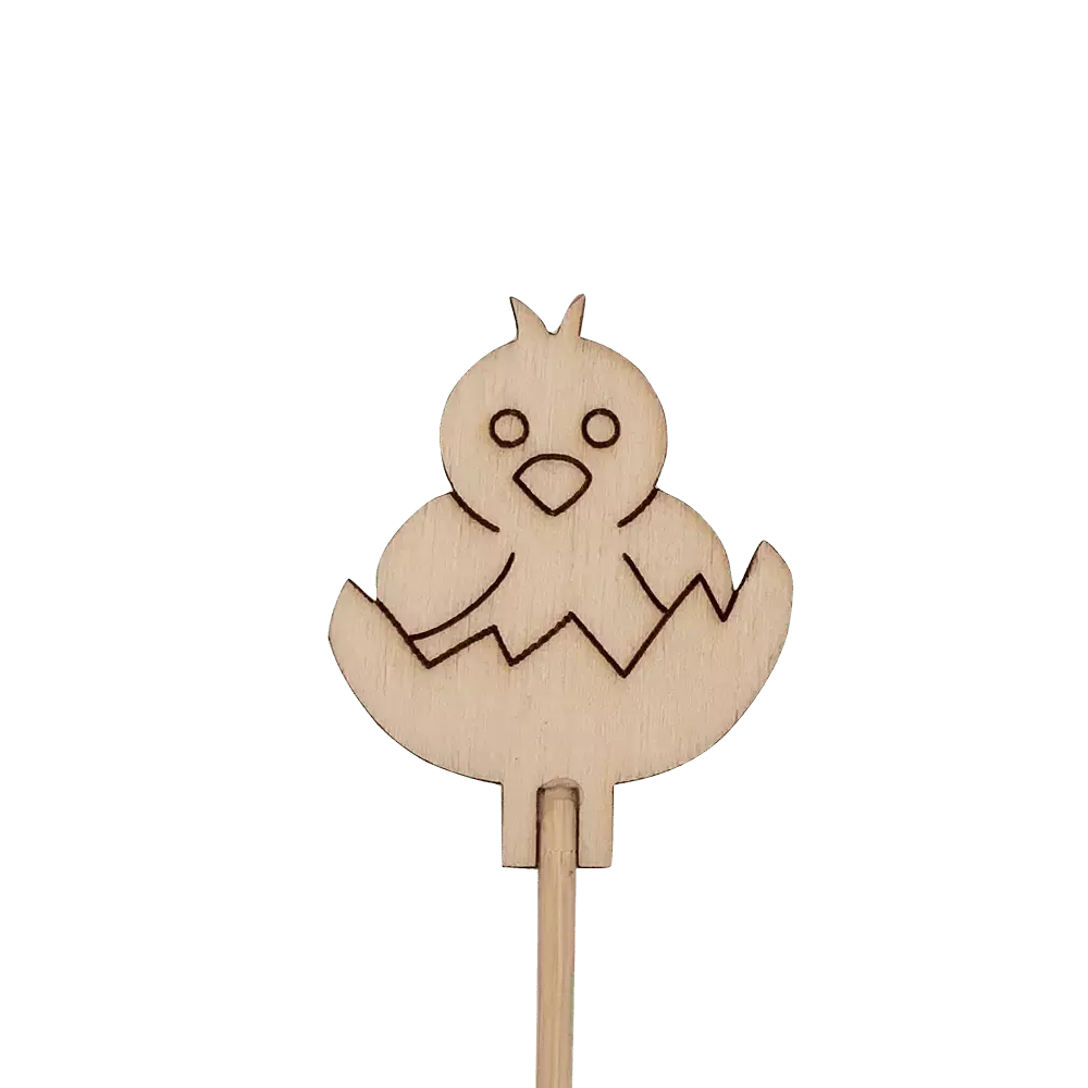 Chick in shell on stick