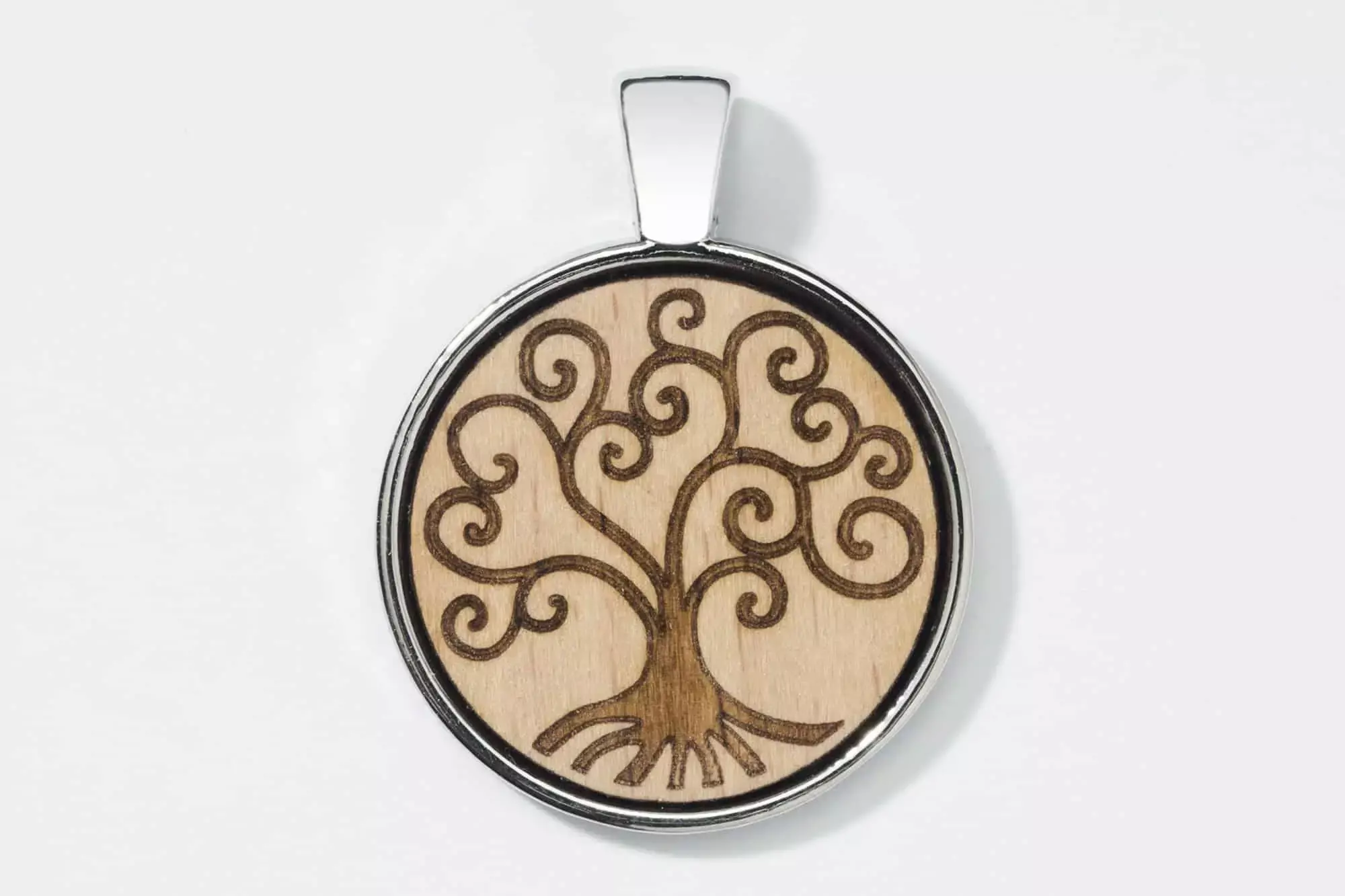 Wood pendant in frame