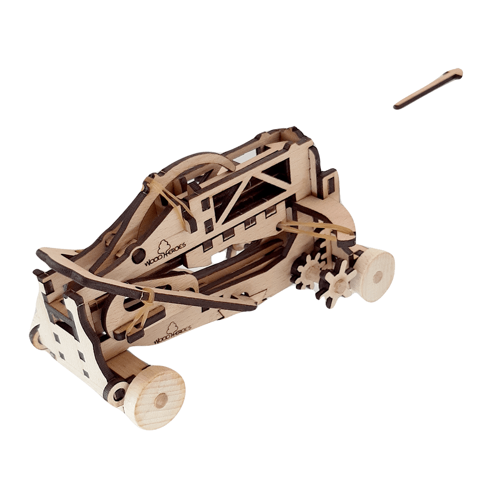 Repetier-Balliste von Woodheroes Holzspielzeug voll funktionsfähig Ritterspielzeug