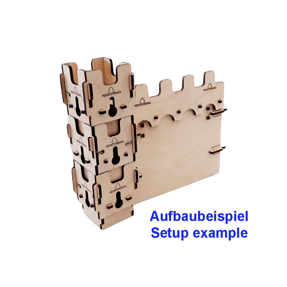 Niedrige Türme Aufbaubeispiel nachhaltige Ritterburg aus Holz