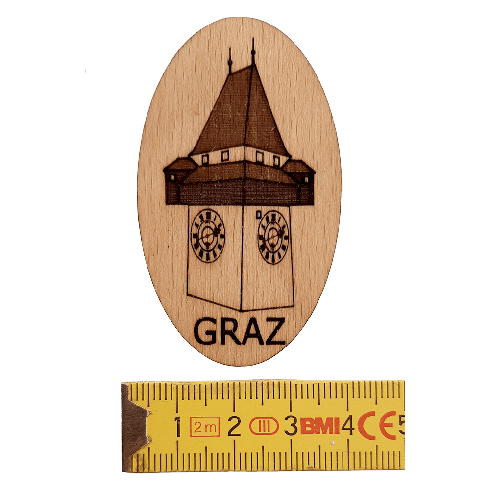 Graz Uhrturm Wahrzeichen Holz Kühlschrankmagnet Sehenswürdigkeit