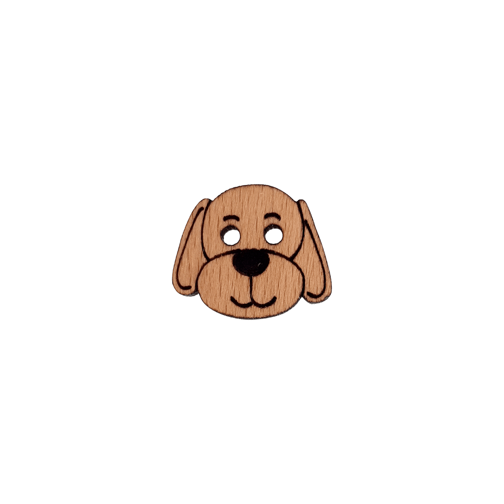 Holzknopf Hund Holzknopf in Form eines Hundekopfes von WoodHeroes