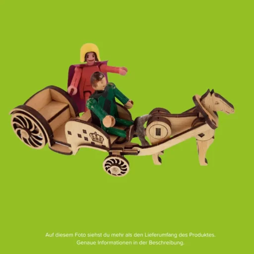 WoodHeroes wooden toys carriage with horse: the king climbs a painting example