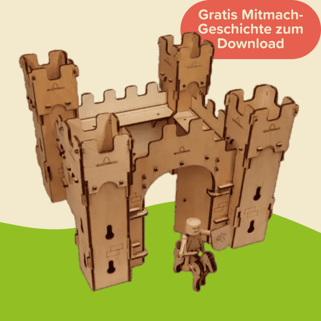 Toy castle - wooden construction set "Castle guard" by WoodHeroes for children from 6 years - picture of wooden castle