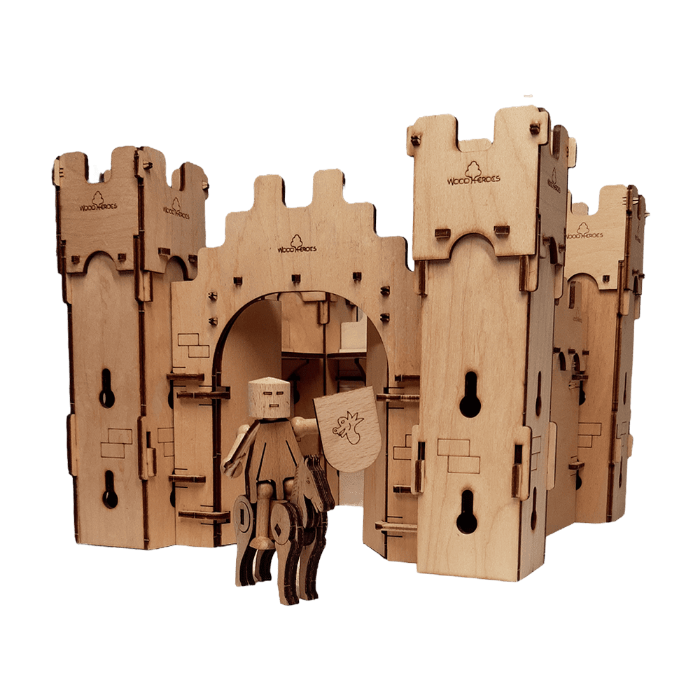 Toy castle - WoodHeroes wooden building set "Castle guard" for children over 6 years - picture of the knight's castle