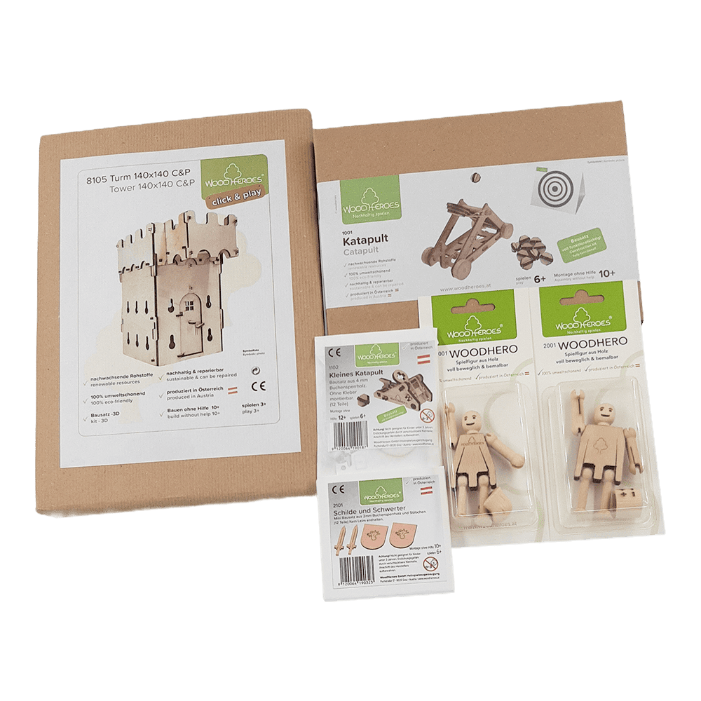 Woodheroes knight castle wooden toys siege kits